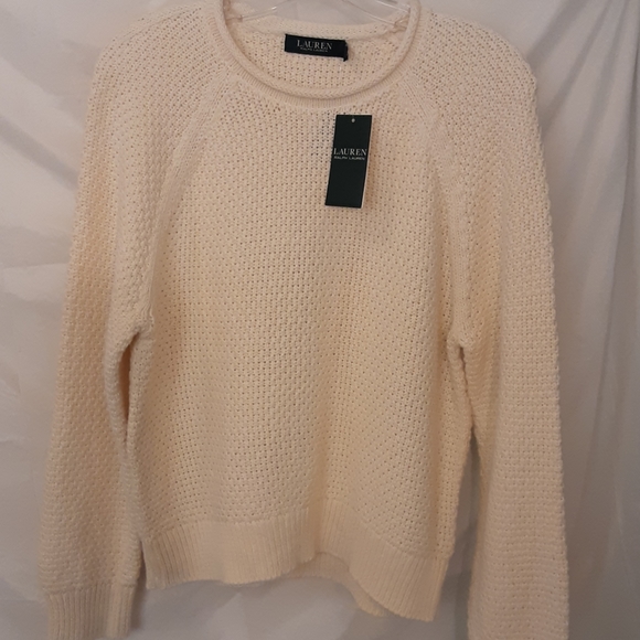 NWT  Lauren Ralph Lauren Sz. L Cream L/S Sweater - Picture 2 of 5
